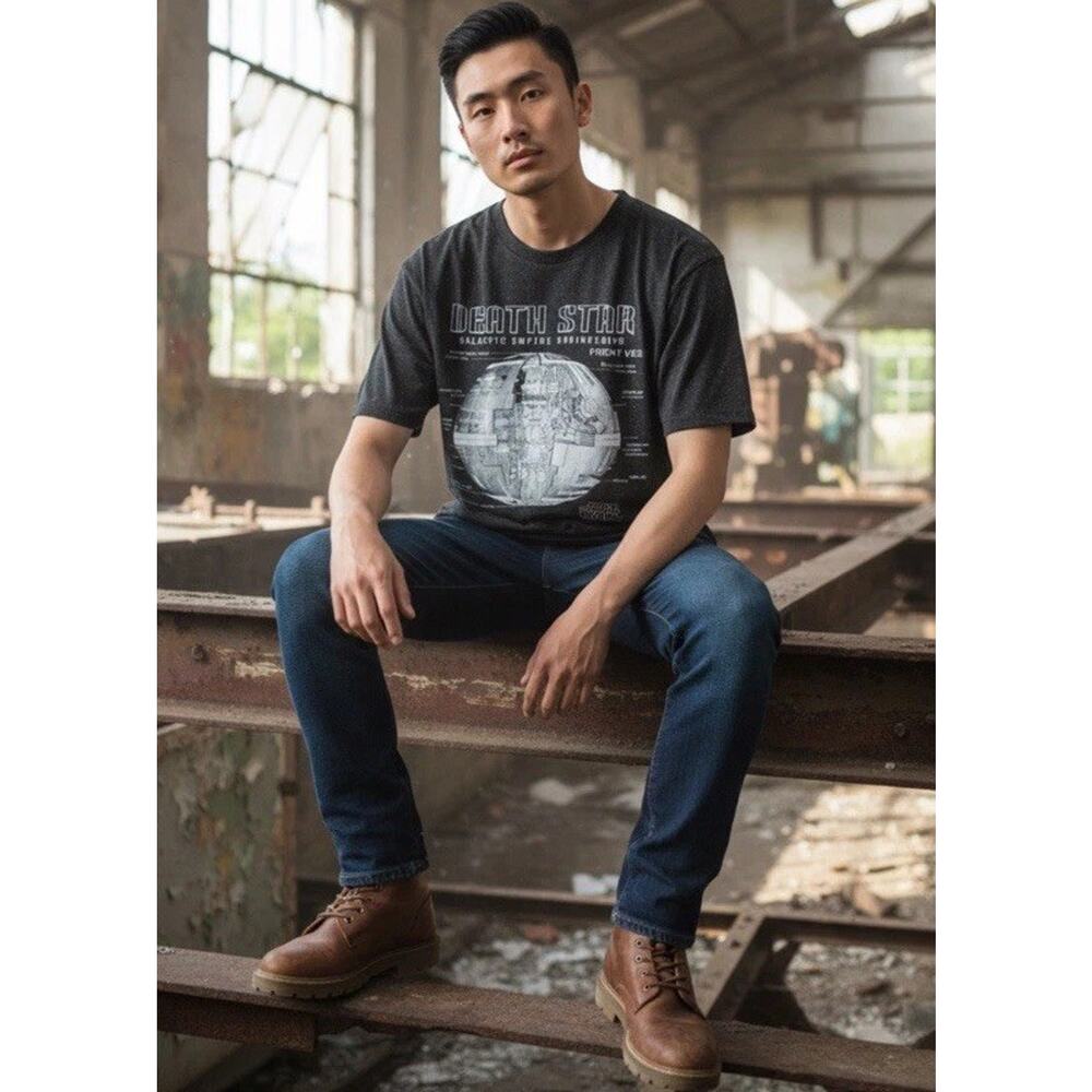 Star Wars Death Star Blueprints Black TEE T SHIRT Medium Men Unisex